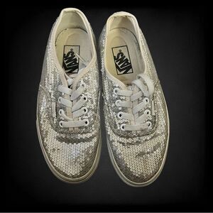 Used VANS Silver Sequin Sneakers Women’s Size 6.5